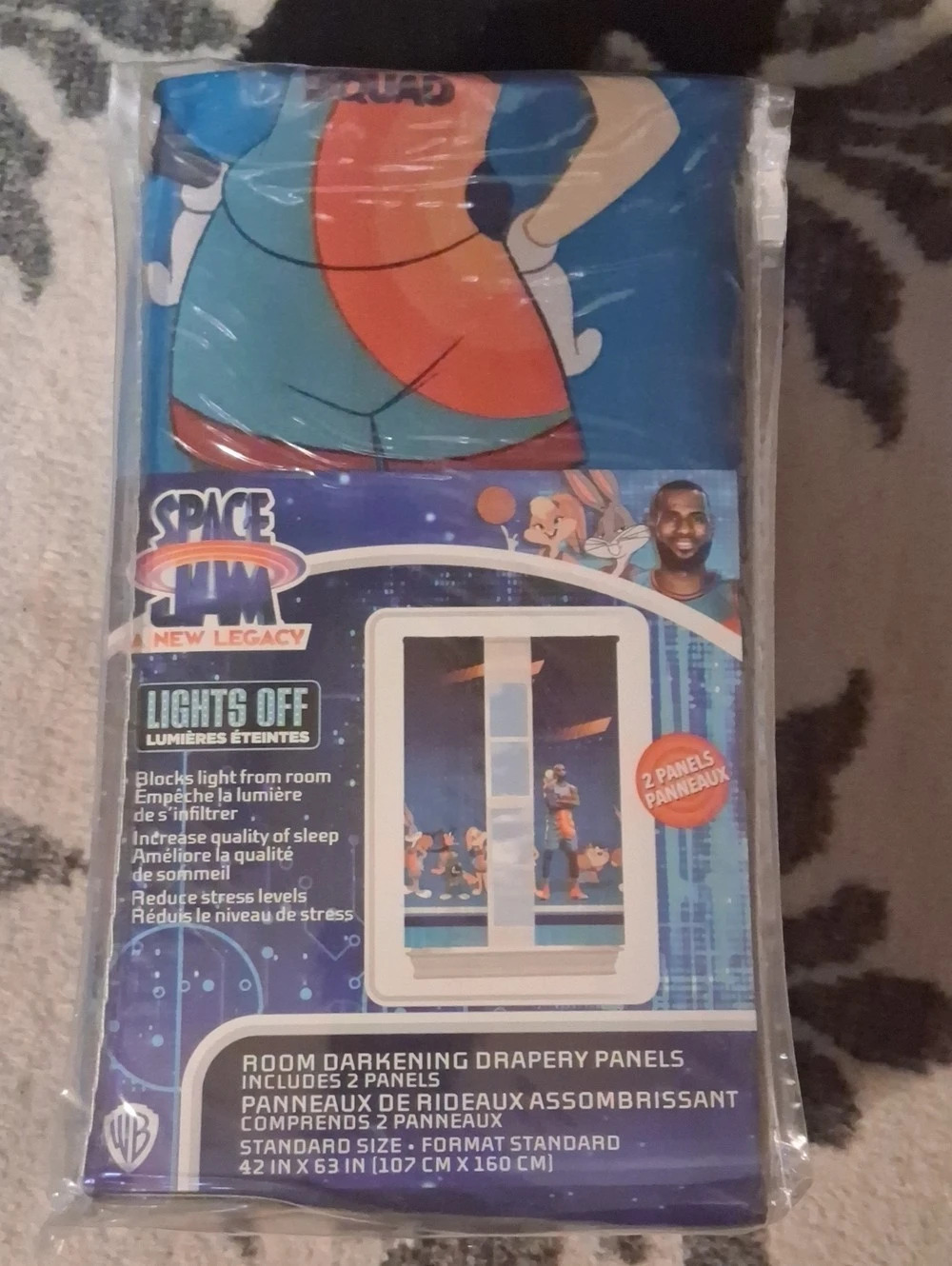 Space Jam Room Darkening Drapery Panels Blue & Red NWT
